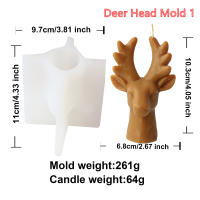 Molde De Silicona 3D Para Candles Y Artesanía En Forma De Cabeza De Ciervo Sika Oveja Erizo Animal Herramienta Decorativa Para Cera Aromaterapia Y Gypsum - details 3
