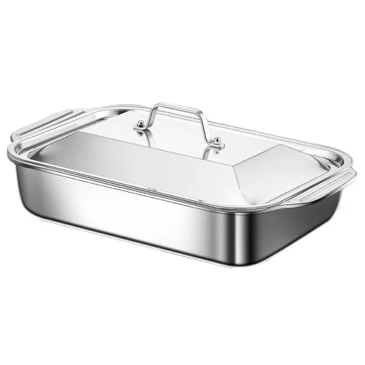 Horno Profundo Placa De Hornear Acero Inoxidable Bandeja De Asado Antideslizante Herramientas De Cocina Accesorios De Horno - 1