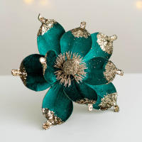 Flores Artificiales De Glitter 20cm Cabezas De Flor Magnolia Con Lentejuelas Para Decoración De Mesa En Vaso Y Fiestas Cumpleaños Bodas - details 10