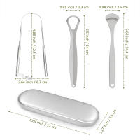 Juego De Limpieza De Lengua En Acero Inoxidable Premium Herramienta De Higiene Oral Portátil Para Viajes Elimina El Aliento Malo - details 7