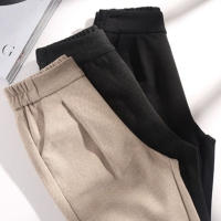 Nuevos Pantalones Harem Clásicos Para Mujer 2024 Alta Cintura Pierna Ancha Estilo Casual Solido Pantalones Sueltos Versátiles De Pierna Larga - details 3