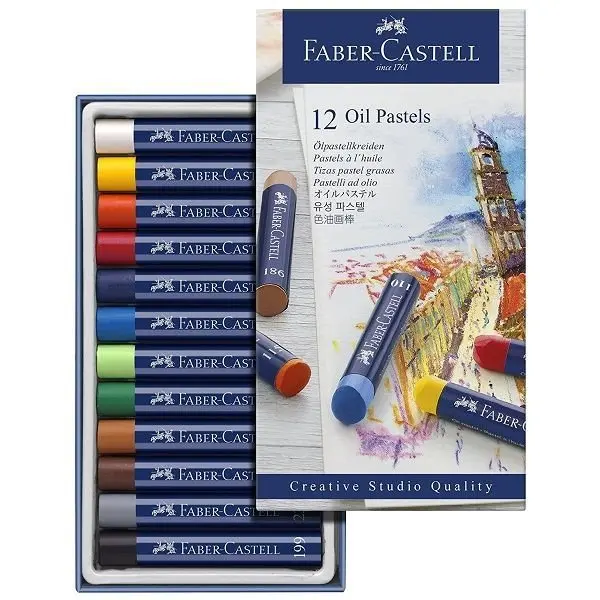 FABER TIZAS PASTEL GRASOS FABER CASTELL 12 COLORES SURTIDOS PASTELES GRASOS 90x160x20 Cms. - 1