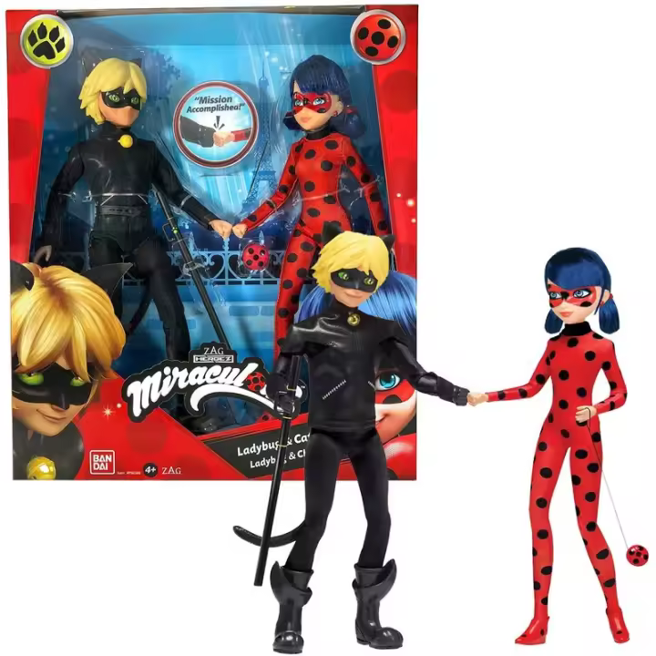 Ladybug Pack 2 Muñecos: Ladybug y Catnoir - Bandai P50364 - 1
