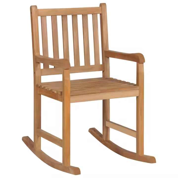 Silla mecedora de Madera maciza Teca con cojeo gris antracita - 1