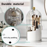 Organizador de maquillaje giratorio 360 ° con tapa transparent Y opening deslizante - Almacenamiento a prueba de Polvo para brocha, Maquillaje labial y Brillo de Labios-Ideal para dormitorio - details 3