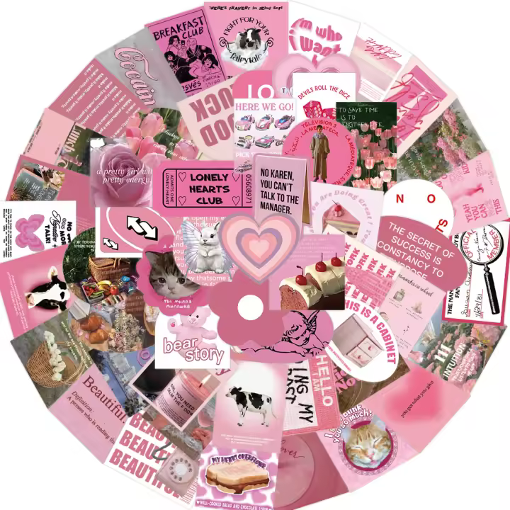 56PCS Pegatinas De Flores Rosa Para Scrapbook Diario Laptop Equipaje Patineta Decoración Impermeable Juguetes Clásicos Y Estilizados - 1