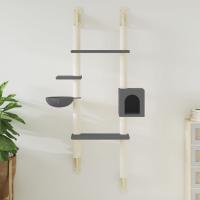 vidaXL Árbol rascador para gatos de pared 180 cm Color Crema,  Gris claro,  Gris oscuro y mas - details 2