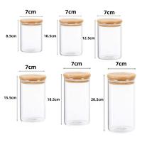 HOGUITA-Juego De 6 Tarros De Cristal Borosilicato Con Tapa De Bambú Hermética, Frascos De Vidrio Para Café, Harina, Azúcar, Dulces, Galletas o Condimentos, Recipientes Transparentes Para Cocina, Almacenamiento y Organización, Variedad de Tamaños - details 1