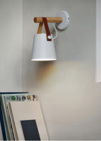 Lámpara De Pared LED Moderna En Madera Y Metal Para Dormitorio Y Sala De Estar E27 110-240V Negra Y Blanca Instalación En Pared - details 6