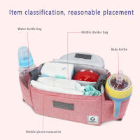 Bolsa De Paseo Para Mamá Gran Capacidad Con Porta Vaso De Agua Y Bolsillo Para Pañales Accesorios De Paseo Para Bebé Material Sintético Estilo Plaid - details 3