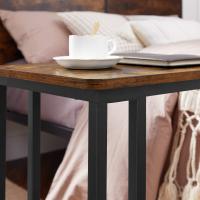 Mesa auxiliar moderna con ruedas y pies ajustables, ideal para dormitorio, fácil de montar, marco de acero, en blanco crema o negro ébano - details 16