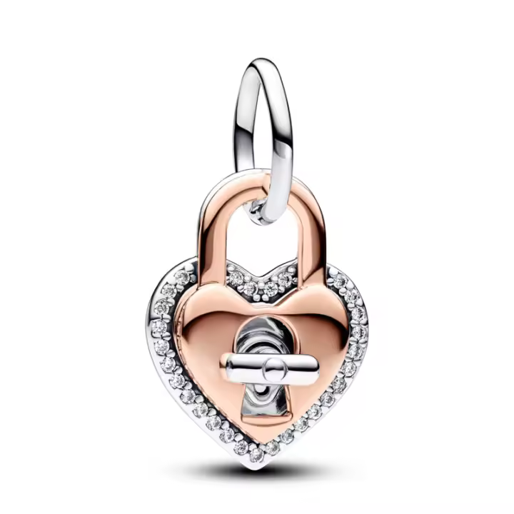 Pandora Charm Colgante Doble Corazón Candado Giratorio en Dos Tonos 783079C01 , para Mujer - 1