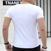 Camiseta De Verano Para Hombre Estilo Casual Cuello En V Manga Corta Algodón Puro Calidad Superior Blanca Ropa Sencilla - details 3