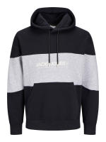 Jack & Jones Hombre Sudadera con Capucha Ajustable Mod JJELEGACY BLOCKING, Color Black y gris melange, Logo Estampado Moda Casual Informal OTOÑO INVIERNO Ref 256590 - details 1