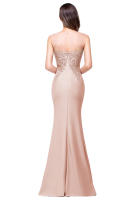 Vestido De Noche Elegante De Sirena Para Mujer Azul Rojo Con Aplicaciones Doradas Lace Sweetheart Illusion Vestido De Boda Fiesta Prom Robe De Soiree - details 17