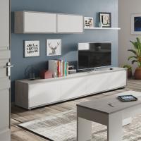 Miroytengo Mueble TV salón Comedor Alida Diseño Industrial en color Blanco y Cemento 2 Módulos 1 Estante 200x41 cm - details 2