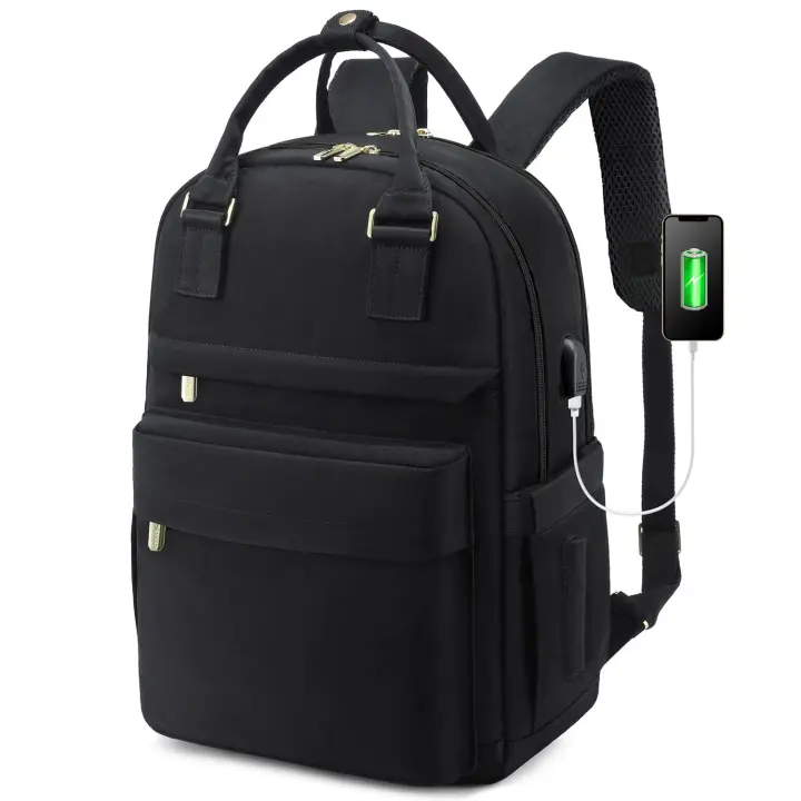 Mochila Portatil Mujer, 15,6 Pulgadas Impermeable Antirrobo, Casual Backpack Escolar para Ordenador Portátil with Carga USB PARA LA Trabajo Viajes Universidad Colegio, Caqui - 1