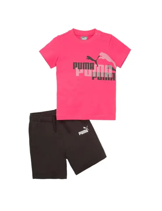 Puma Conjunto Niña Minicats Rosa Negra Essentials Mates - 1