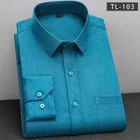 Camisa De Moda BAMBOOPLE Antirroto Clásica Sólida Para Negocios Casuales Suave No Tejida De Poliéster Y Spandex Manga Larga Para Hombres - details 5