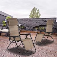 Silla de gravedad cero, plegable al aire libre, silla de descanso ajustable 65*90*110cm , 120kgs de capacidad de peso, reclinable con soporte para tazas y almohadas para patio, piscina, playa, césped, terraza, patio, juego de 2 – marrón - details 4