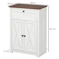HOMCOM Aparador para Salón Armario de Almacenamiento con Puertas Dobles Cajón y Estante Ajustable para Cocina Dormitorio 60x30x87,4 cm Blanco - details 2