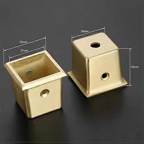 4 Pcs Furniture Leg Cover Foot Solid Copper Tip Brushed Brass Table Chair Cylinder/Cone Cap Protect Safety Bottom Safe Pad Decor - 1
