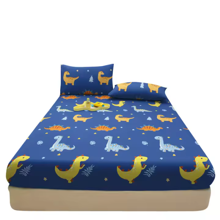 Sábana Ajustable De Seda Matte Con Estampado De Animales Divertidos Para Dormitorio Sin Almohadillas De Colchón - 1