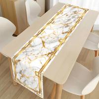 Corredor De Mesa Con Textura De Mármol Blanco Gris Oro Para Cocina Comedor Sofa Mesa De Noche Hogar Tablerunner De Textura - details 14