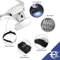 EUROXANTY Lupa Gafas con 2 Luz LED Lupas Gran Aumento Leer, Extensiones de Pestañas, Reparación de Joyería, Gafas Lupa Visera, 5 Lentes Intercambiable 1X,1.5X,2X,2.5X,3X,3.5X - details 3