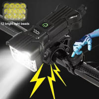 Luz De Bicicleta Frontal LED Recargable Con Silbato Seguridad En Noche Ciclismo Lámpara De Manillar IPX 5 5 Modos De Iluminación Carga Tipo-C - details 6