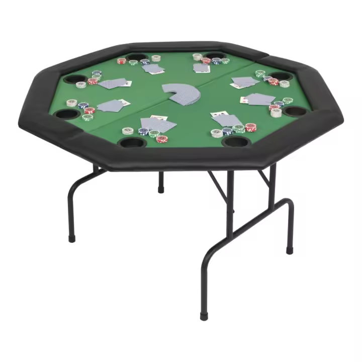 vidaXL Tablero de póker plegable en 2 octogonal verde 8 jugadores - 1