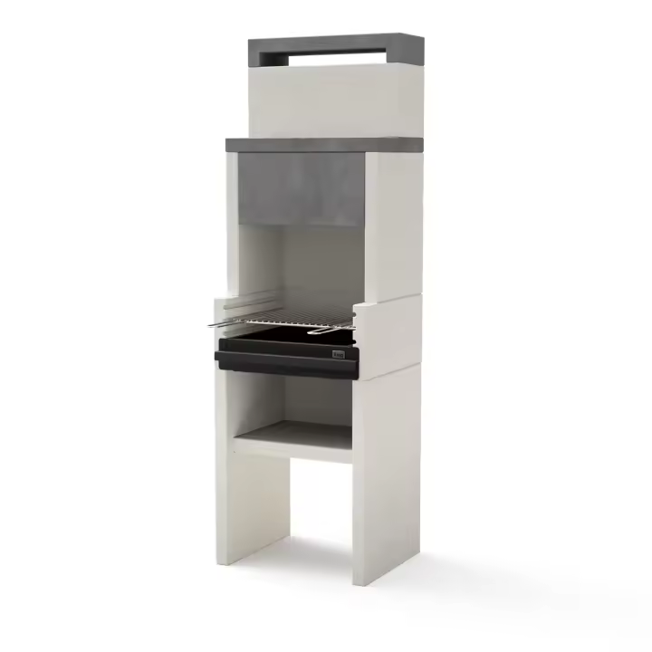 TUOZI - Barbacoa de Obra para Carbón Modelo VENIT flex hotte (Gris/Blanco - 59 x 47 x 185 cm) REF: 4410 - 1