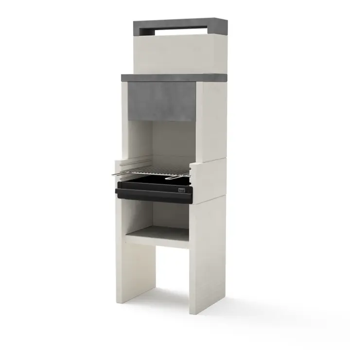 TUOZI - Barbacoa de Obra para Carbón Modelo VENIT flex hotte (Gris/Blanco - 59 x 47 x 185 cm) REF: 4410 - 1