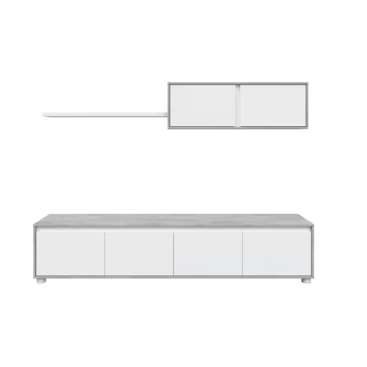 MOBELCENTER - Mueble Salón Moderno Alida – Módulo TV, Módulo Superior y Estante – Color Blanco Artik y Cemento – 200 cm x 43 cm x 41 cm - (1089) - 1
