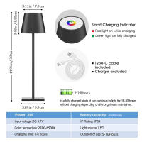 Lámpara De Mesa LED Recargable Moderna Táctil Iluminación Ambiente Creativa Para Decoración Exterior Luz Nocturna Dimmer - details 12