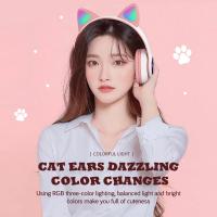 Auriculares Bluetooth 5.0 Con Lámpara De Flash Y Orejas De Gato Para Niñas Soporte TF Card Micrófono Inalámbricos Regalo De Cumpleaños - details 3