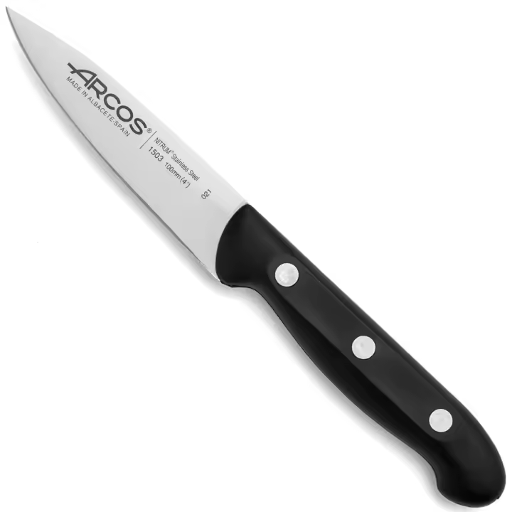 ARCOS Maitre - Cuchillo Mondador (100 mm) - Hoja de Acero Inoxidable Nitrum® - Mango Negro de Polipropileno (PP) - 150300 - 1