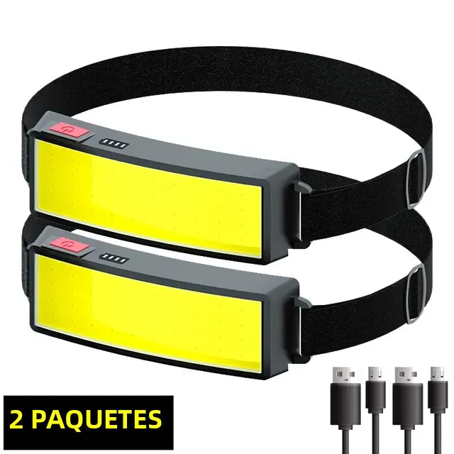 Lámpara Frontal LED COB Recargable USB Con 3 Modos De Luz 1200mAh Impermeable Para Camping Y Senderismo - 1