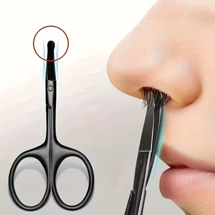 Tijeras De Cabello Negro De Acero Inoxidable Para Nariz Y Orejas Seguras Para Hombre Y Mujer No Dañan El Nariz - 1