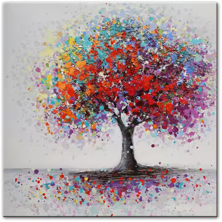 Pintura, impresión abstracta de las pinturasal Oleo del Jardín DE LOS árboesSin Marco 50X50Cm, BSR SSITO - 1