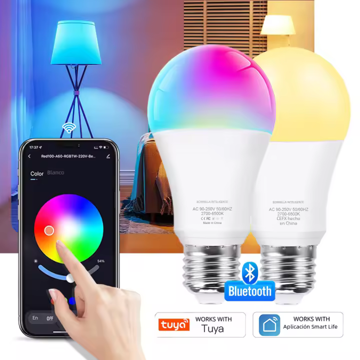 Bombilla LED Inteligente Bluetooth 4.0 Tuya E27 15W Amperaje Dimmable RGB+CW+WW Cambio De Color Para Hogar Luz De Spot 85-265V - 1