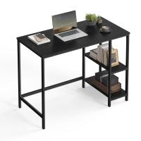 Escritorio Industrial con 2 Estantes Ajustables - Mesa de Trabajo para Oficina o Salón, Estructura de Acero, Marrón Rústico y Negro Tinta - details 14