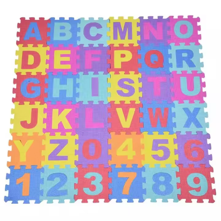 Baldosas de Goma Espuma Eva Alfombra de Gateo para Bebe, 30x30cm cada Pieza, Alfombra  Puzzle Numeros y Letras, Rompecabeza Decoración de Habitación de Infantil Multicolores, Abecedario, Alfabetos, Cifras, - 1