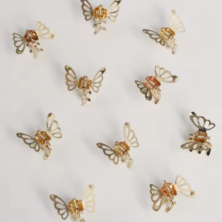 10pcs Clip Para El Cabello De Diseño De Mariposa Hueca Miniatura Clips Retro Para Fijar Las Bangs Decoración Para Mujeres Y Niñas Material De Aleación - 1