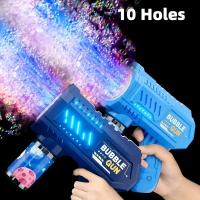 Pistola De Burbujas Eléctrica Para Niños Con 10 Agujeros Máquina Automática De Jabón Para Juegos Al Aire Libre En Verano - details 0