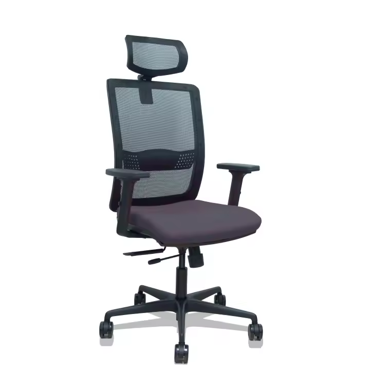 Silla Haches traslack malla negra asiento bali gris oscuro brazos 2D ruedas 65mm cabecero regulable - 1