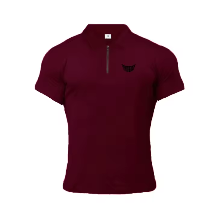 European and American style Fashion Zip Print Polo Tees Mens Cotton Slim Polo Shirts with Short Sleeve Fitness Polo T-Shirt - 1