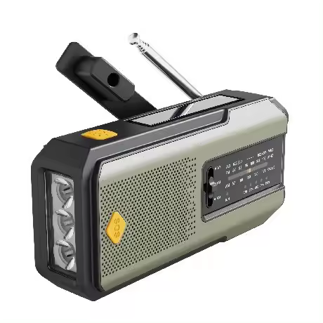 Radio Manual de emergencia con manivela y innica de 3 LED, Radio meteorológica portátil AM/FM/NOAA con Cargador de teléfono, Radio solar con Carga USB para acampar en interiores Exterior, Alarma SOS - 1