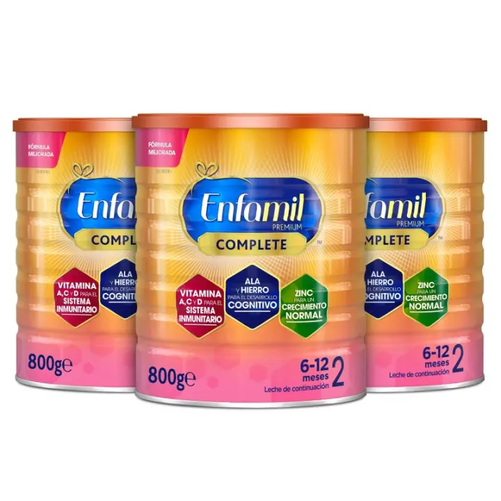 Pack x3 Enfamil Complete 2, Leche Infantil de Continuación de 6 a 12 Meses, 800 gr - Pack de 3 Latas - 1