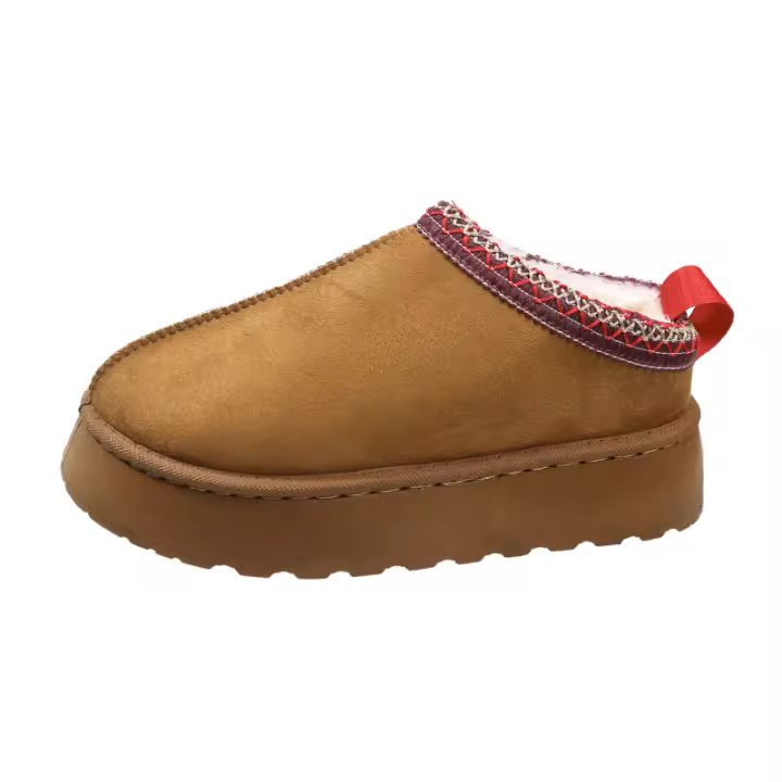 Botas De Nieve Para Mujer Invierno 2024 Cálido De Cashmere Suela Gruesa Sin Talón Media Pantufla Algodón Zapatos Para Mujer - 1